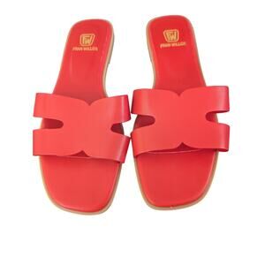 Pretty chic red slide sandals by Fran Willor size 8 NWOB